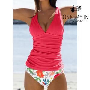 Beachsissi Floral Tankini Swimsuit Size M